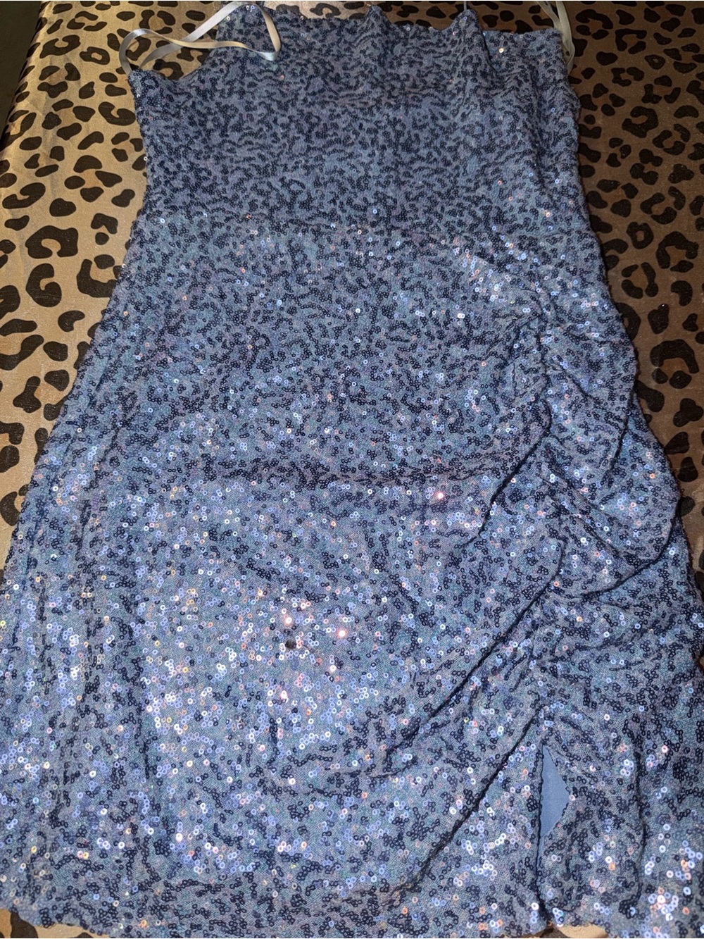 Windsor Light Blue Sequin Dress with Straps